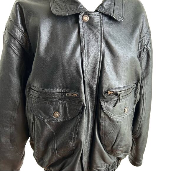 Vintage 80s Men’s Bomber Leather Jacket - Picture 6 of 6